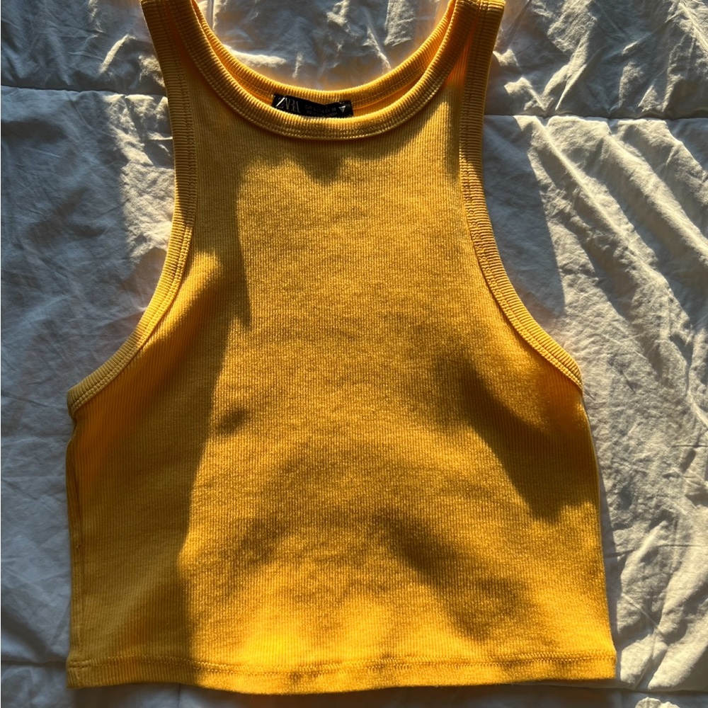 Zara Yellow Cropped Tank